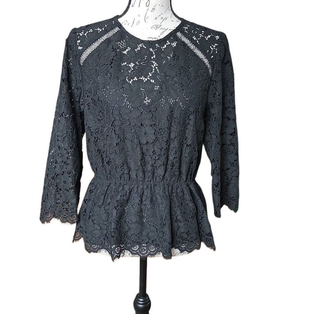 Express Women's Size Large Black Lace Peplum Blouse